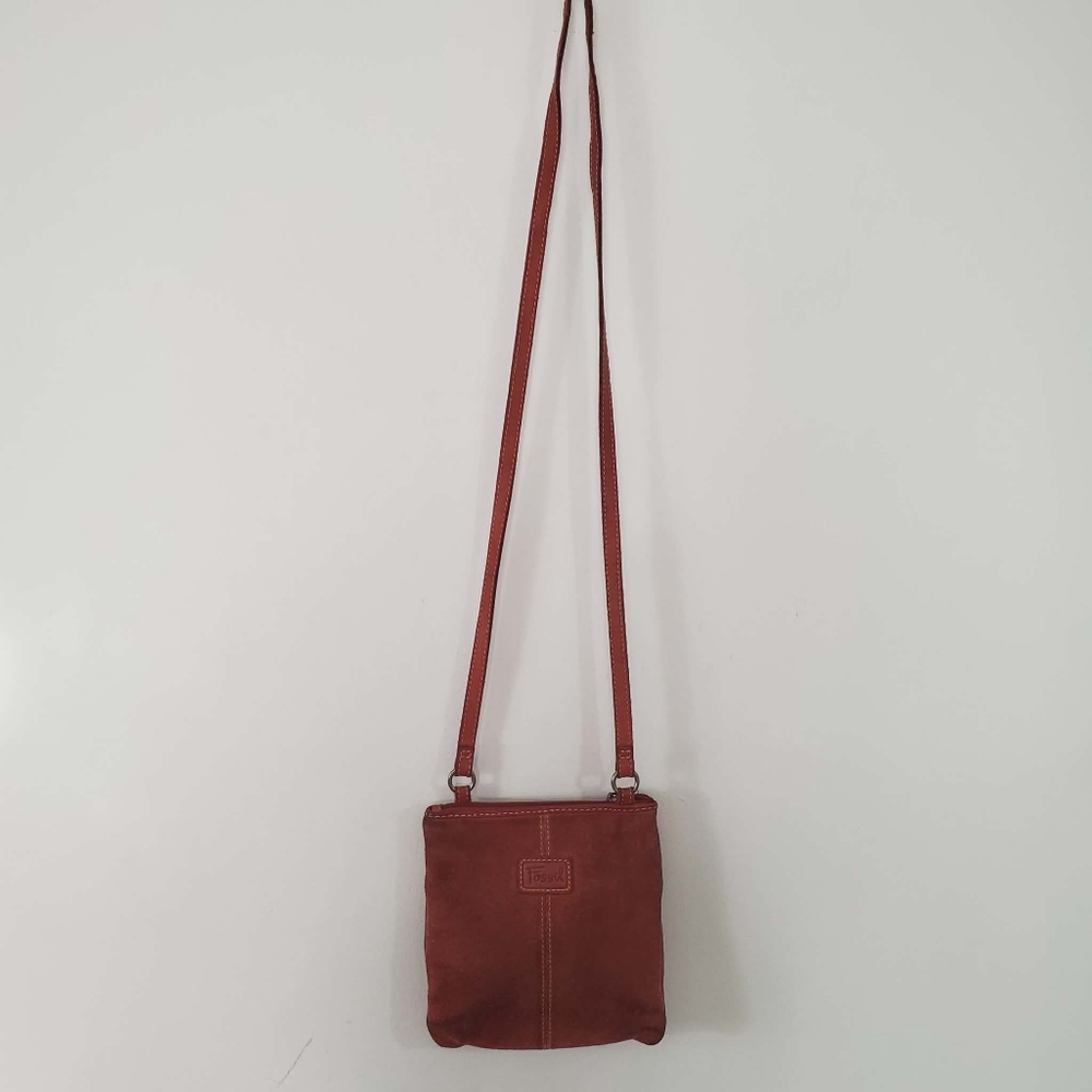 Fossil Mini Crossbody Bag Red Suede Women's Bag - Picture 5 of 9
